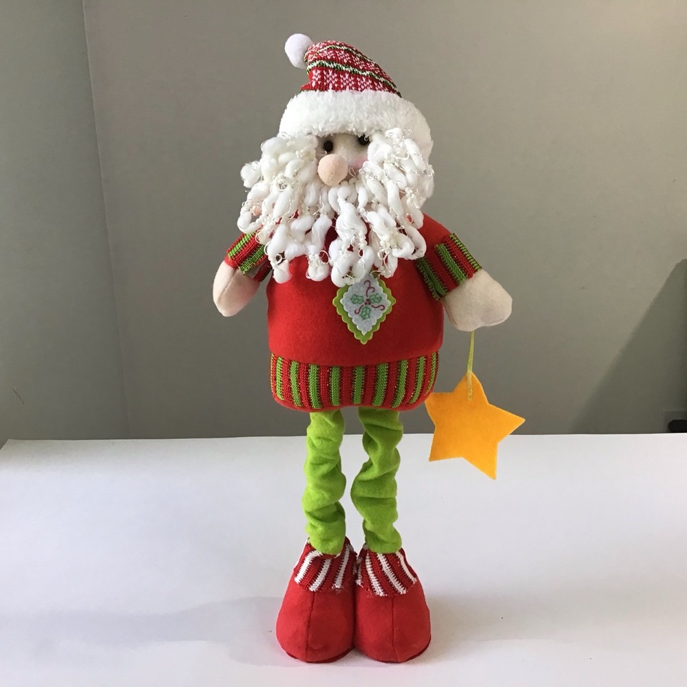 Santa Christmas Elf Plush Figure with Telescopic Extendable Legs Grows 13”to21”